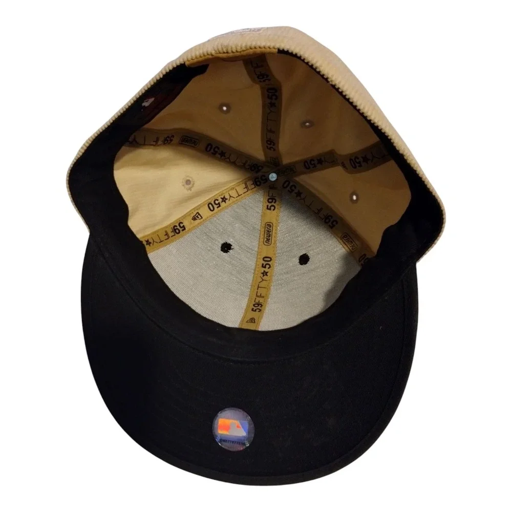 New Era Men's New York Yankees Weave-N-Cord Fitted Cap Hat‎ Size 7-1/4 Black Tan